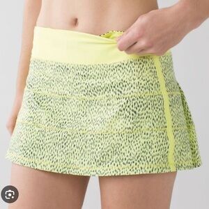 Lululemon Womens Dottie Dash Clarity Yellow Lined Pace Rival Skirt II Size 4